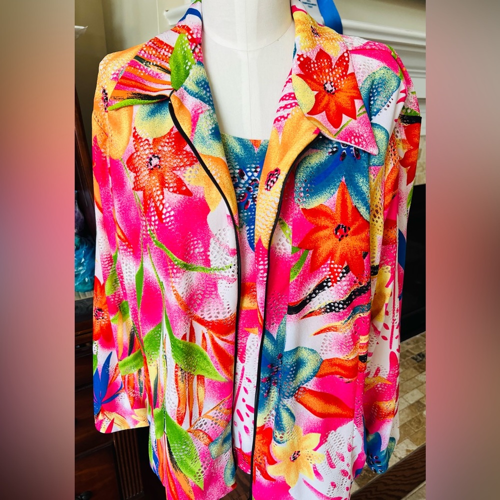 3X Picadilly Vintage SET: Floral Jacket & Tank EUC